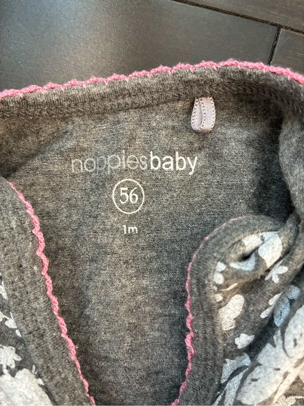Noppies long sleeve Gray Baby Bodysuit with Pink Trim - Picture 2 of 10